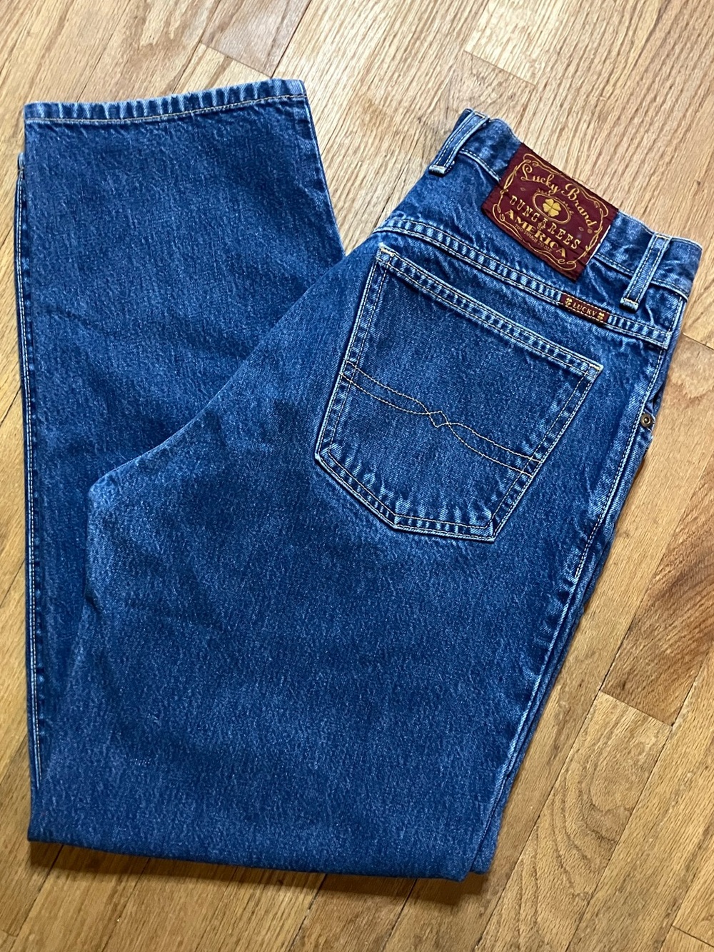 Vintage 90s Lucky Brand Dark Blue Relaxed Straight Jeans made in USA